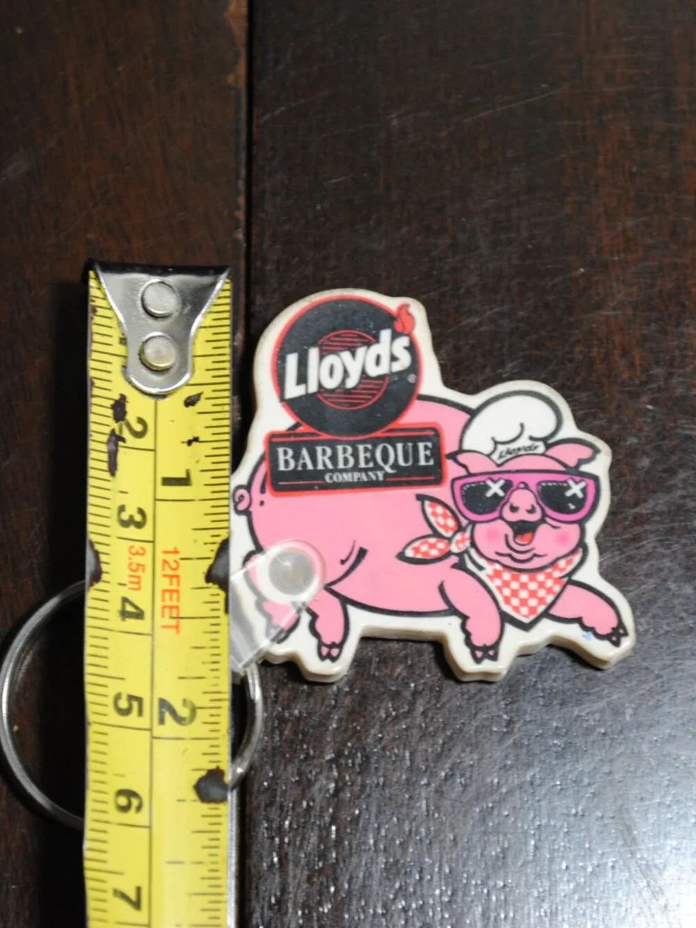 Lloyd's Barbeque Company Pig Mascot Rubber Keychain Vintage